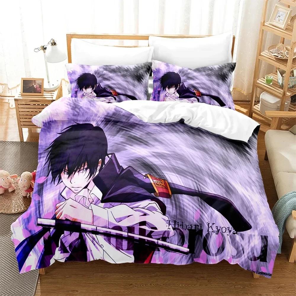 Family Teachers REBORN Tsuna Bedding Set Printed Bed Set With Pillowcase Duvet Cover Soft Single Double Queen Super King Size