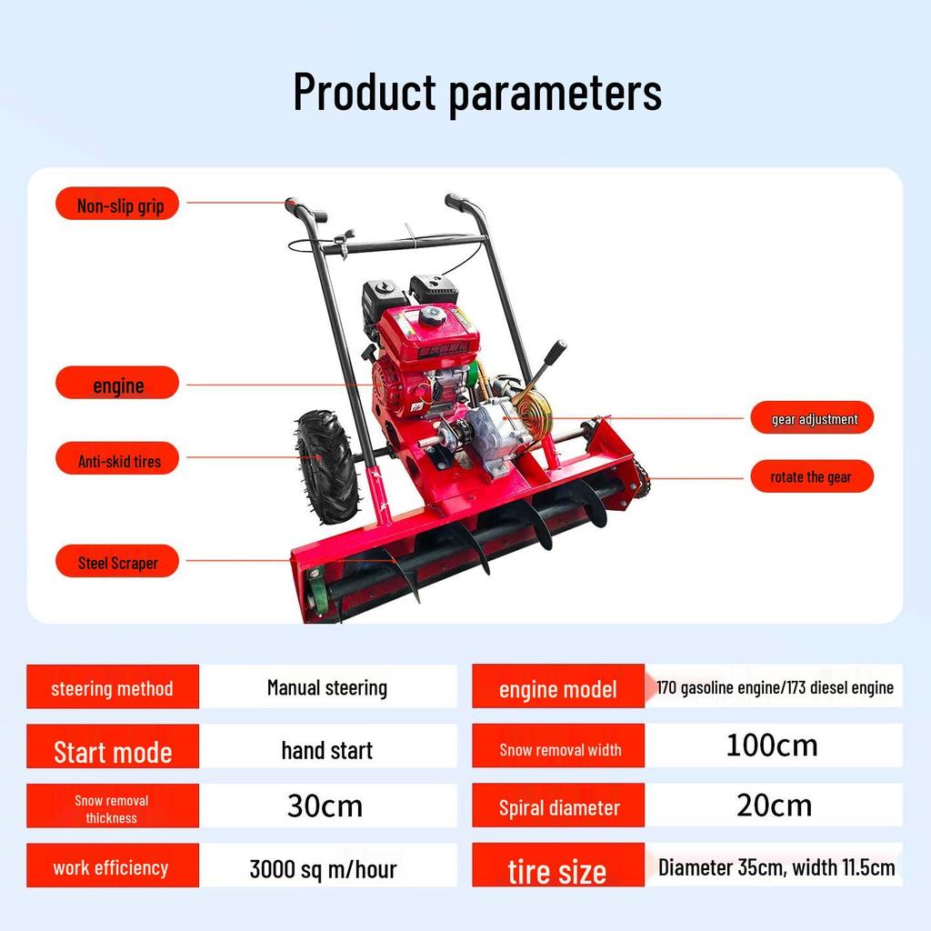 Jiaolong Spiral Snow Sweeper: Efficient Hand-Push Road Snow Removal Equipment