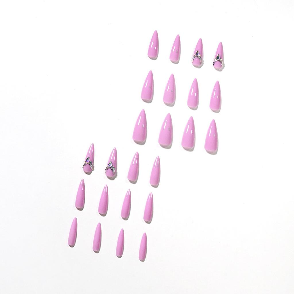 Pointed pink long ballet rhinestone nail patch wearing nail finished nail patch waterproof removable nail piece