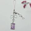 Lovely Phone Charm Colorful Beaded Keychain Acrylic Alloy Keyring Bag Accessory
