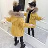 Down Padded Jacket Winter Girls Flower Baby Mid Length Cotton Coat Childrens Hooded Clothes
