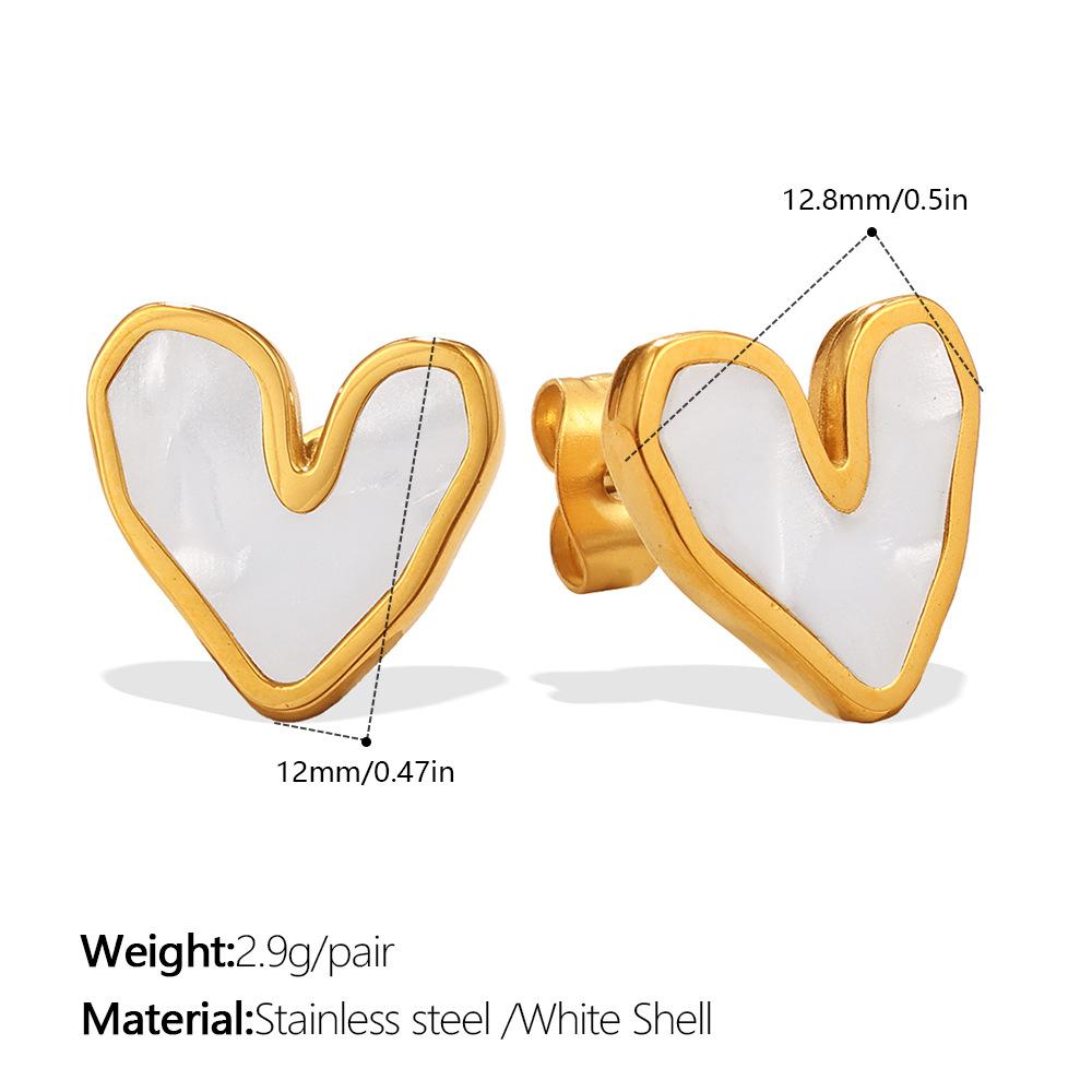 Gold Irregular White Shell Love Stud Earrings Simple Ins Wind Heart Earrings