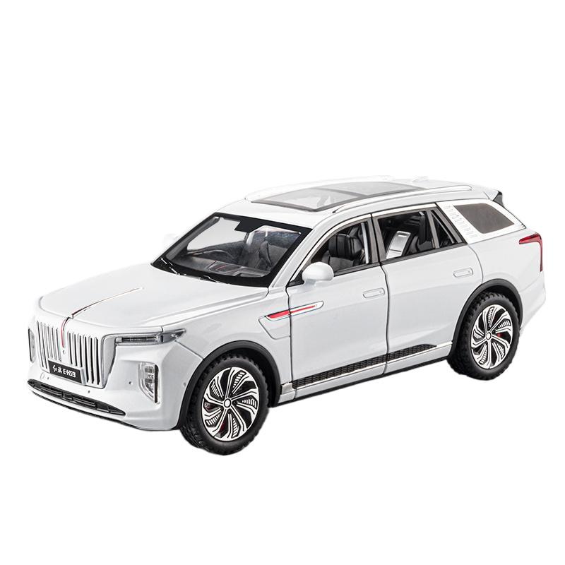 1/24 Hong Qi E-HS9 Pure Electric Large SUV Alloy Metal Diecast Model Home Display Decoration Ornaments Sound and Light Birthday