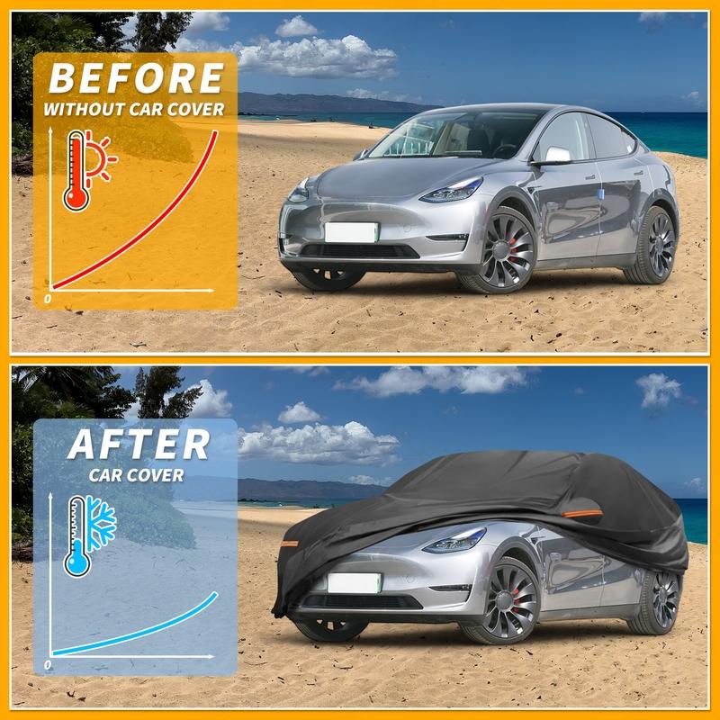 Motoforti All-Weather Waterproof Car Cover - UV-Resistant Outdoor Full Exterior Protection for Tesla Model Y -2025 210D-PU
