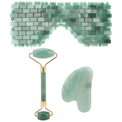 3 stücke Grün Aventurin Gesichts Roller Gua Sha Board Therapie Augenbinde Schönheit Massage Werkzeug