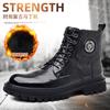 2024 Men Winter Shoes Male Warm Plush Fur Snow Boot Men's Motorcycle Boots High Quality Leather Lace Up Ankle Boots For Men