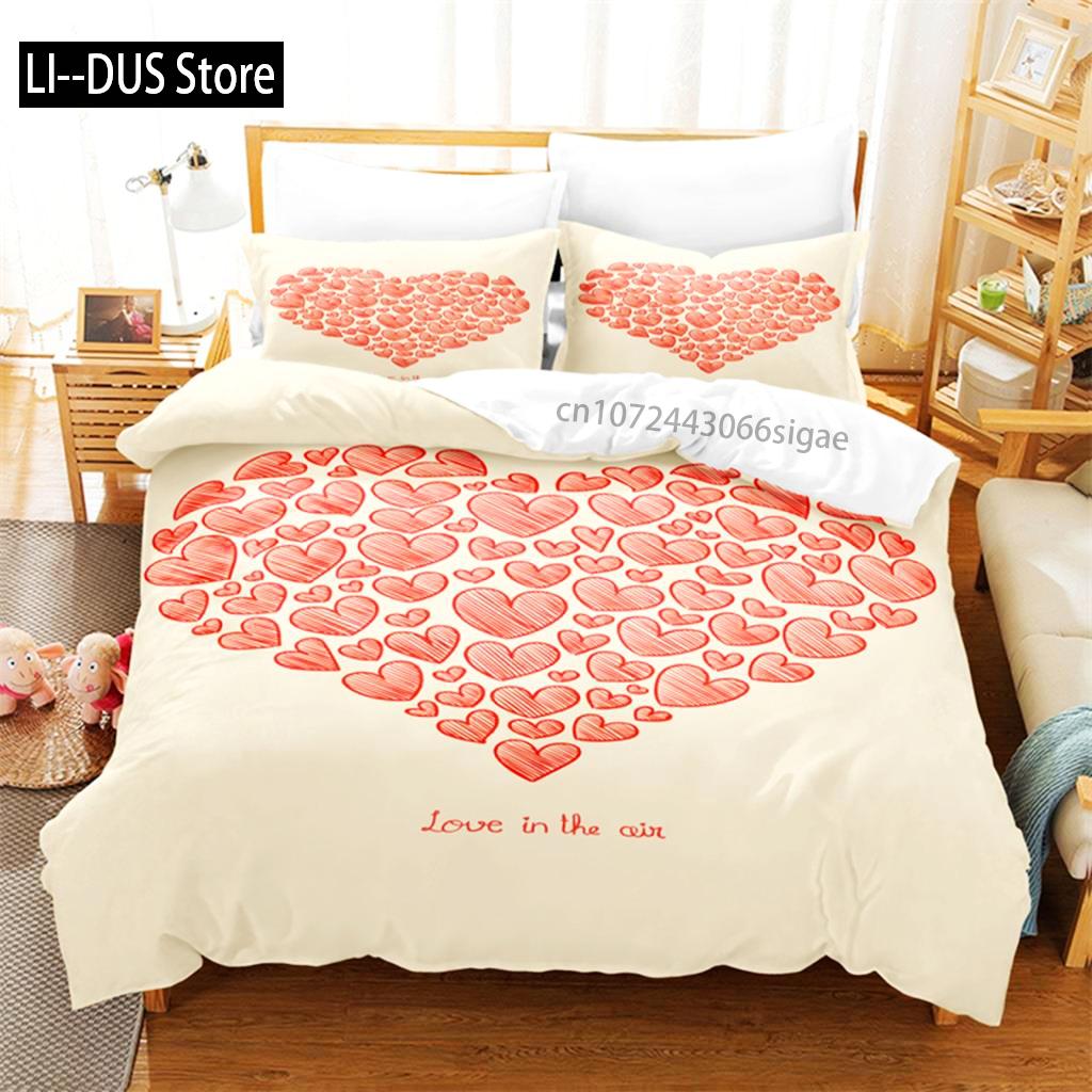 Love Pattern Bedding Set Duvet Cover Set 3d Bedding Digital Printing Queen Size Bedding Set Fashion Design