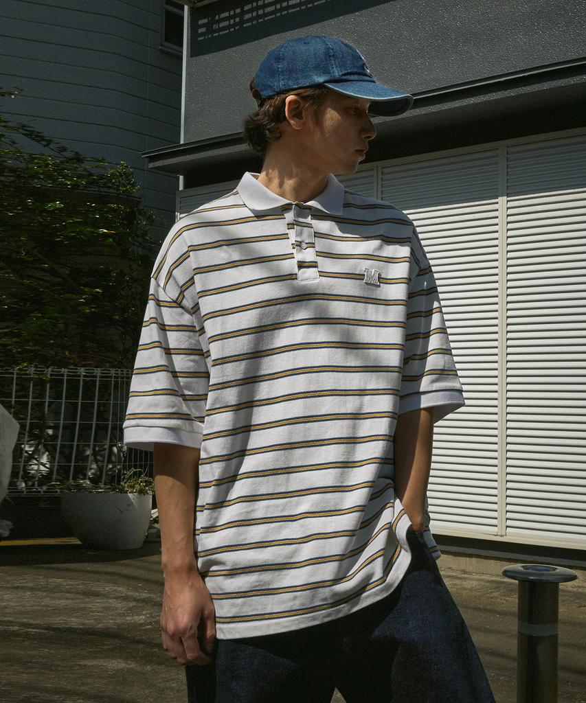 MINIMALPROJECT Striped Collared Short Sleeve T-Shirt Mkt103 [White]