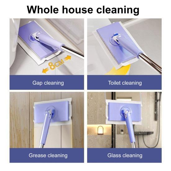 Small Mop Instant Cleaner Mini Mop with 360 Degree Rotating Head Hands Free Push Pull Handle Walls Windows Quick Cleaning Tool