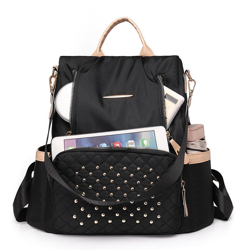 Student School Bag Large Capacity Backpack Rivet Inlaid Women's Backpack