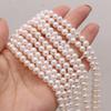 1String, 5-6mm White Natural Freshwater Near Round Pearls 36cm Loose Beads for Handmade Jewelry Craft Supplies, DIY Holiday Gifts