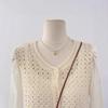 Ethnic Style Hollow Hook-up Splicing Bubble Sleeve Knitted Sweater Summer Thin Round Neck Age-reducing Loose Short Top Women