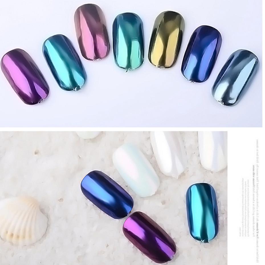 Pearl Mirror Powder Nail Art Rainbow Glitter Pigment Powder Dust DIY Summer Nail Charms Decoration