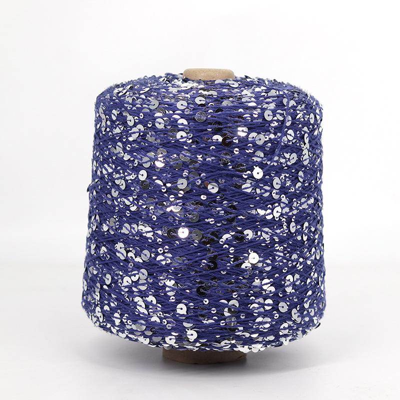 Hand-Knitted Bright Cotton Yarn with Sequins, 3MM+6MM, Combed and Fancy
