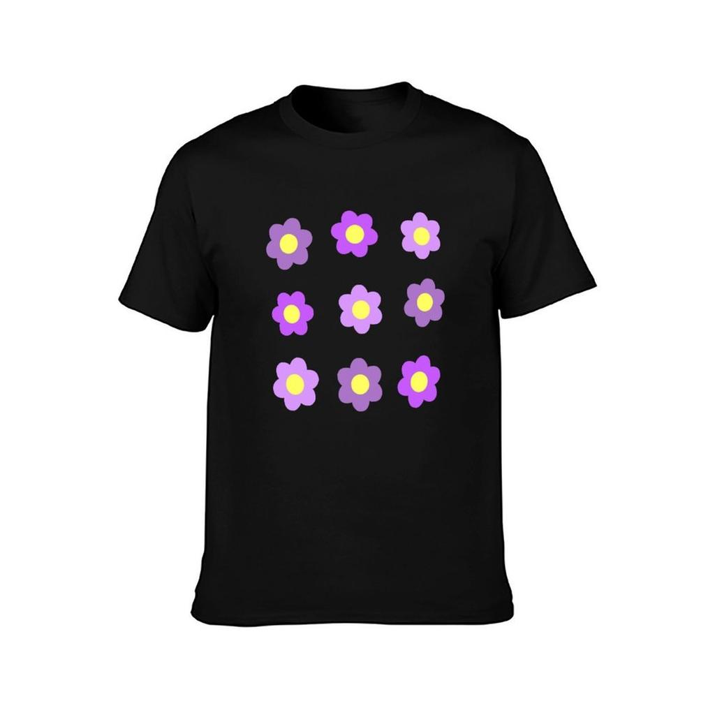 Aesthetic Purple Flowers TShirt No Iron Casual Short Sleeve Top