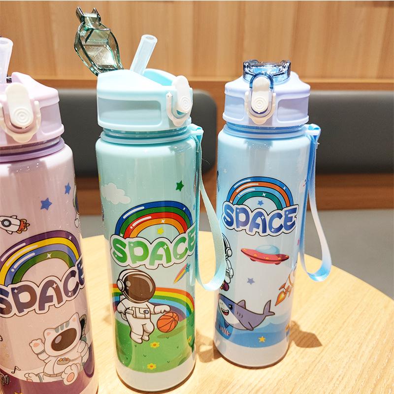 Farbverlauf Einfarbig 750ml Outdoor-Wasserflasche mit Strohhalm - Hochwertiger Kunststoff