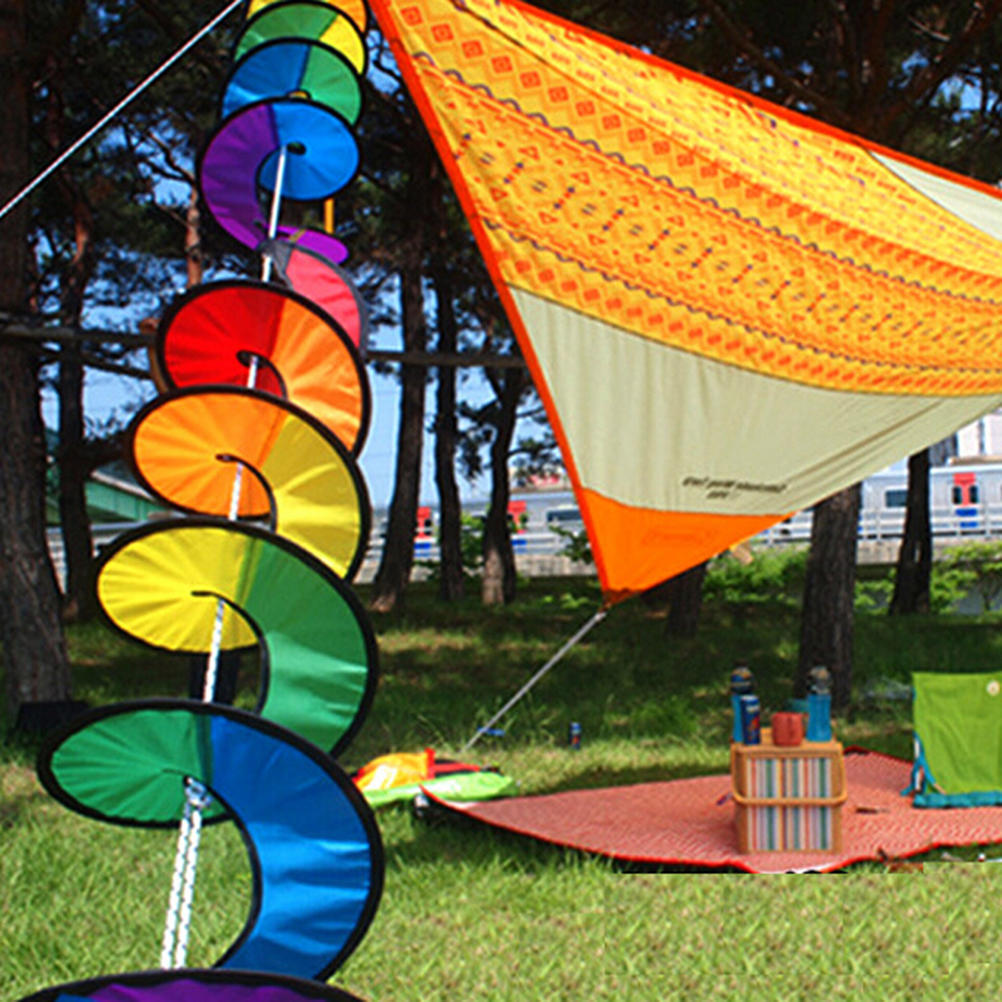 Foldable Rainbow Spiral Windmill Wind Spinner Camping Tent Home Garden Decor