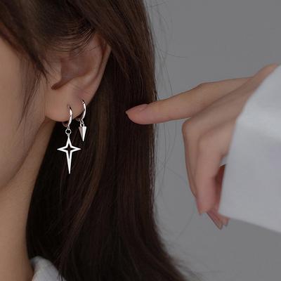 Silver Earring Fashion Asymmetric Cross Cone Hoop Earrings For Women Jewelry