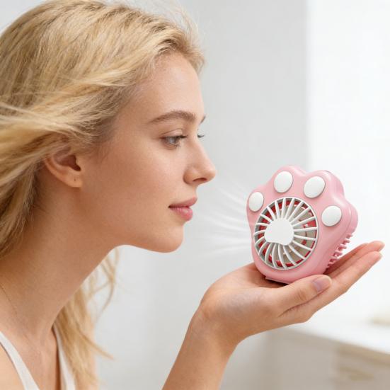 Mini Ventilatore Portatile a Zampa di Gatto con Cordino Ventilatore da Scrivania Ricaricabile Ventilatore Portatile Silenzioso per Viaggi Ufficio Divertimento all'Aperto Estate