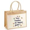 Jute Tote Bag with Faustine Pocket She's Awesome! | Reusable Shopping and Grocery Bag Mother's Day Birthday Gift