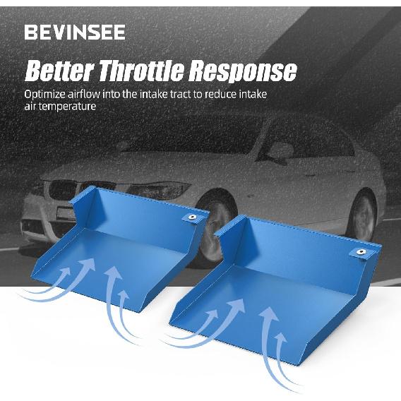Bevinsee 2pcs Aire Intake Scoops Aire Inlet Compatible with 3 Series E92 323i 325i 328i 330i 335i 335d 2010-2013, Aluminum, Blue