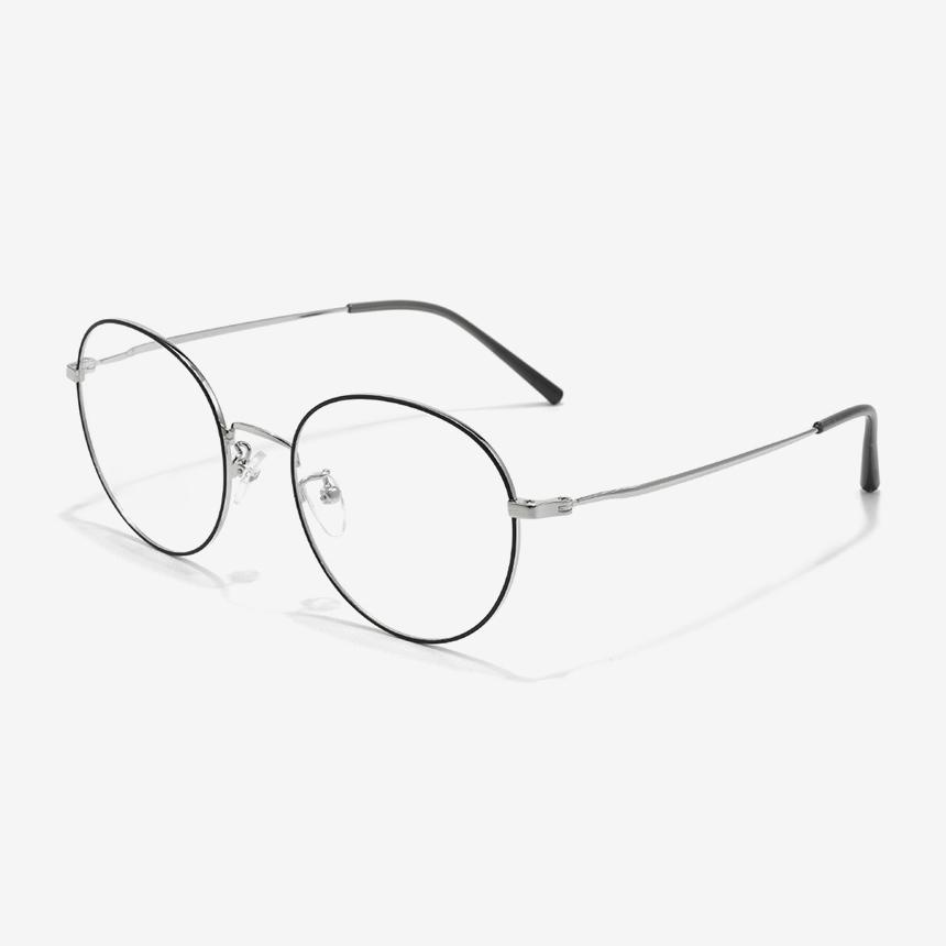 Seutailwokeu Matte Black & Silver Metal Style11 M Mbk/Sv 53Mm Stylework Eyeglass Frames