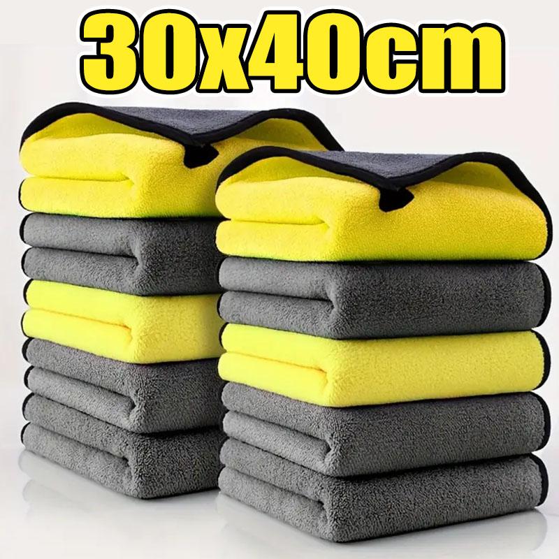 1/10pcs Microfiber Towels Thicken Car Cleaning Towels Soft Drying Cloth Washing Towels Double Layer Clean Rags Car Accessories