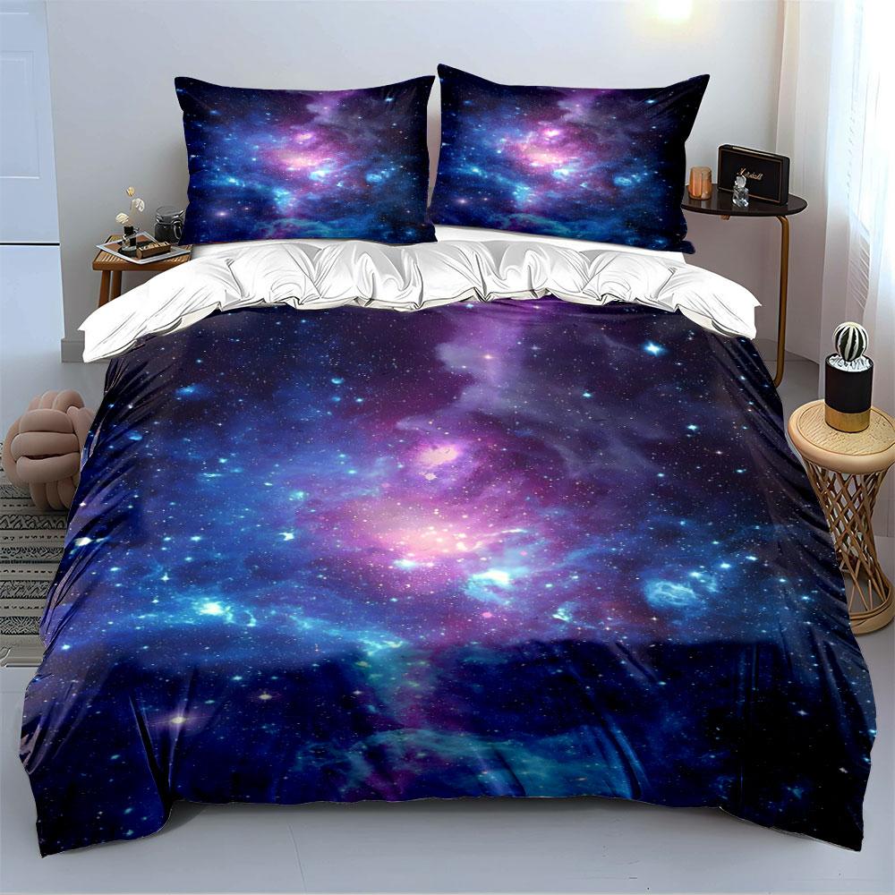 Cosmic Galaxy Nebula Print Bedding Duvet Cover Set (1*Duvet Cover 2*Pillowcases, without duvet insert)