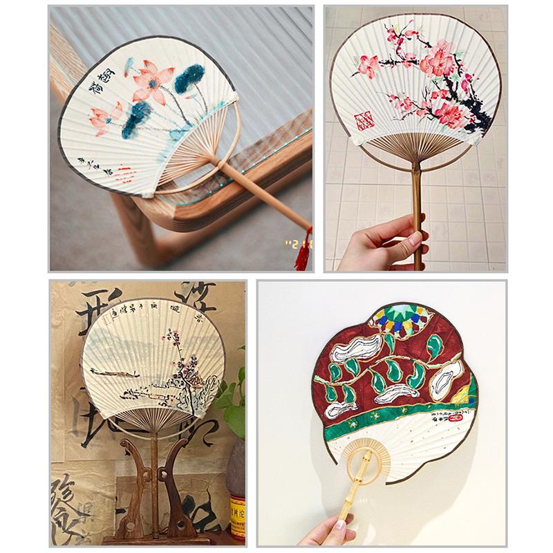 Elegant and Unique Traditional Plain Fan DIY Art Hand Drawn Circular Square High-end Rice Paper