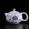 Qixuanyuan Mutton Fat Jade Blue & White Peony Xishi Teapot
