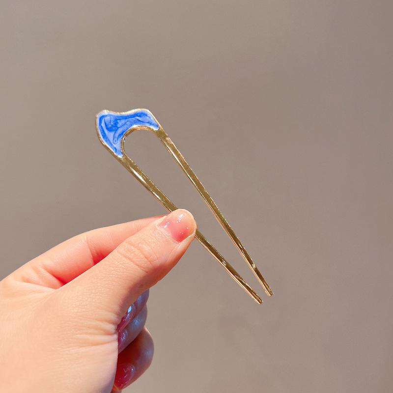 New Retro Temperament Pearl U-shaped Hairpin Pill Head Plate Hair Ware Hairpin Hairpin Headwear