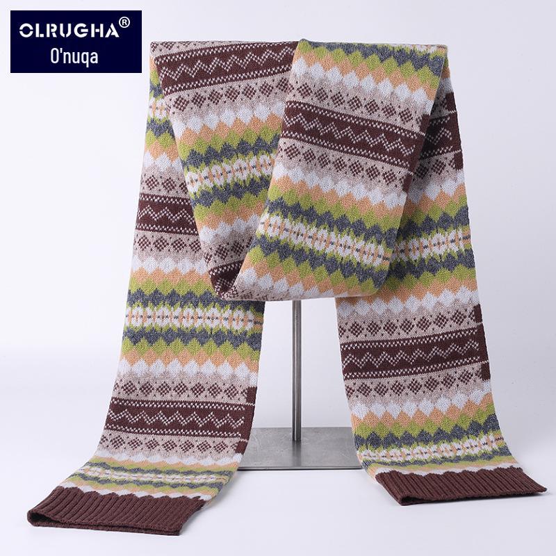 Ethnic Style Women s Pure Wool Knitted Scarf - Thick, Warm, Versatile Autumn/Winter Fashion Snood Shawl 180cm Length