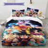 Lenjerie de pat cu model Son Goku, Set cu cuvertură, Husă de cuvertură, Față de pernă, Cadou de casă, Cadou de ziua de naștere (1 * husă de pilotă + 2 * fețe de pernă, fără miez)