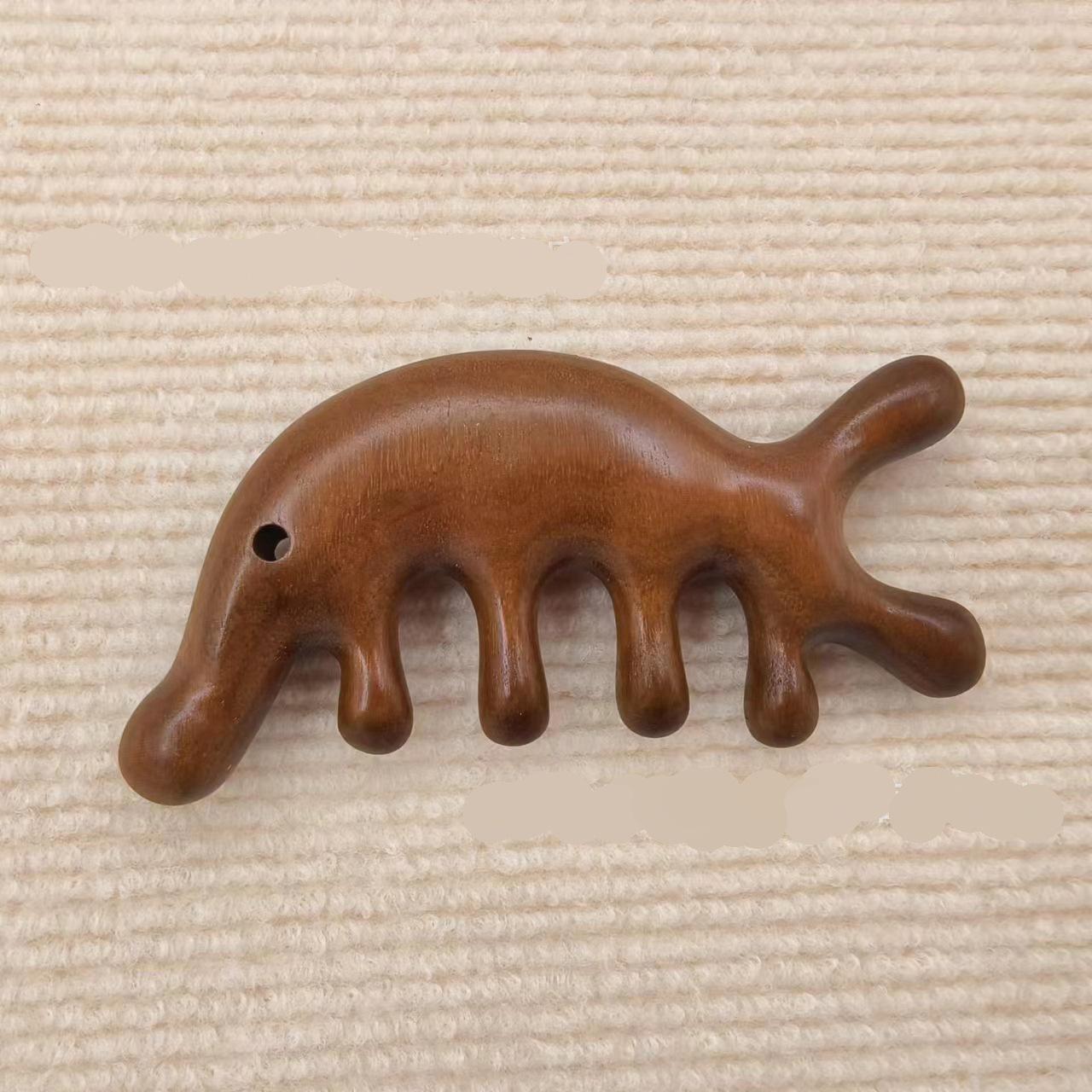 

Sandalwood Meridian Anti-Acupoint Five-Finger Massage Comb for Hair Loss, Head & Neck Scraping