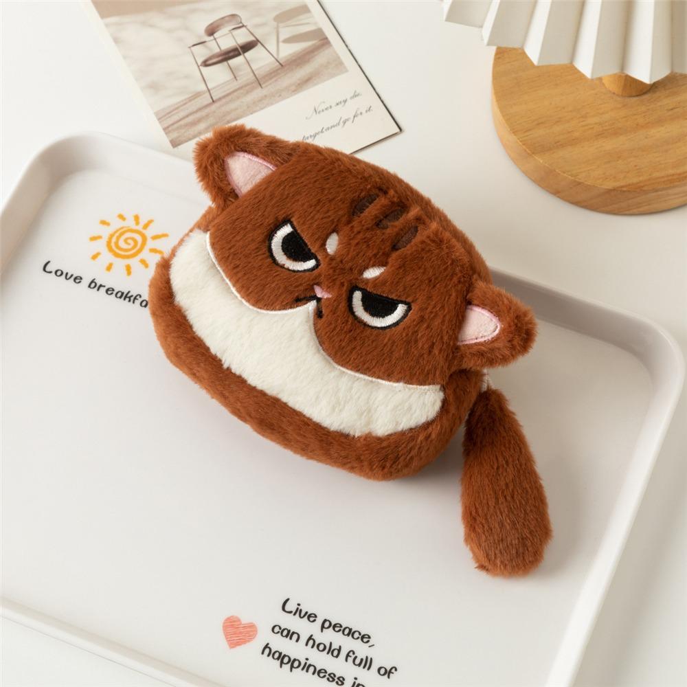 Gift Cat Shape Coin Purse Soft Plush Zipper Closure Earphone Keychain Bag Cute Mini Lipstick Pouch for Kids