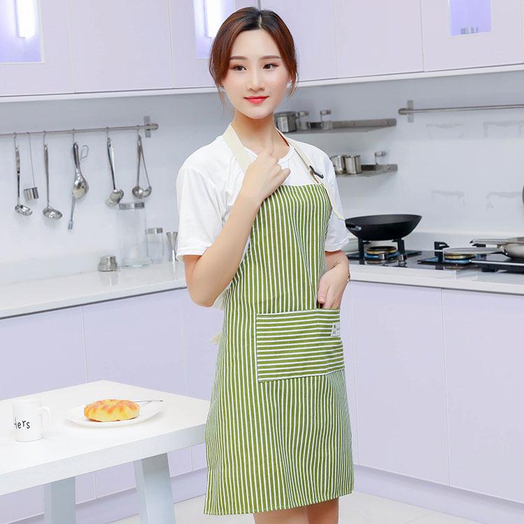 High-Value Cotton and Linen Striped Sleeveless Kitchen Apron