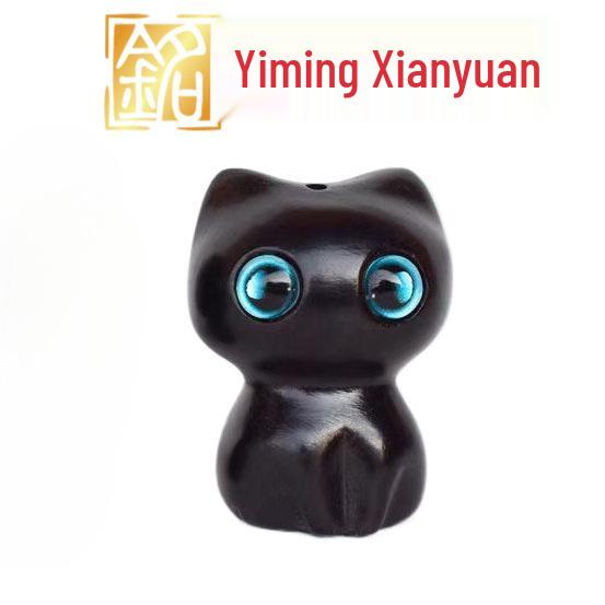 

Ebony Rosewood Cat Pendant Necklace – Three-dimensional Elegant Cat Accessory for Sweaters, Keychains, and Car Decor. 3.2x2.4x2.1cm