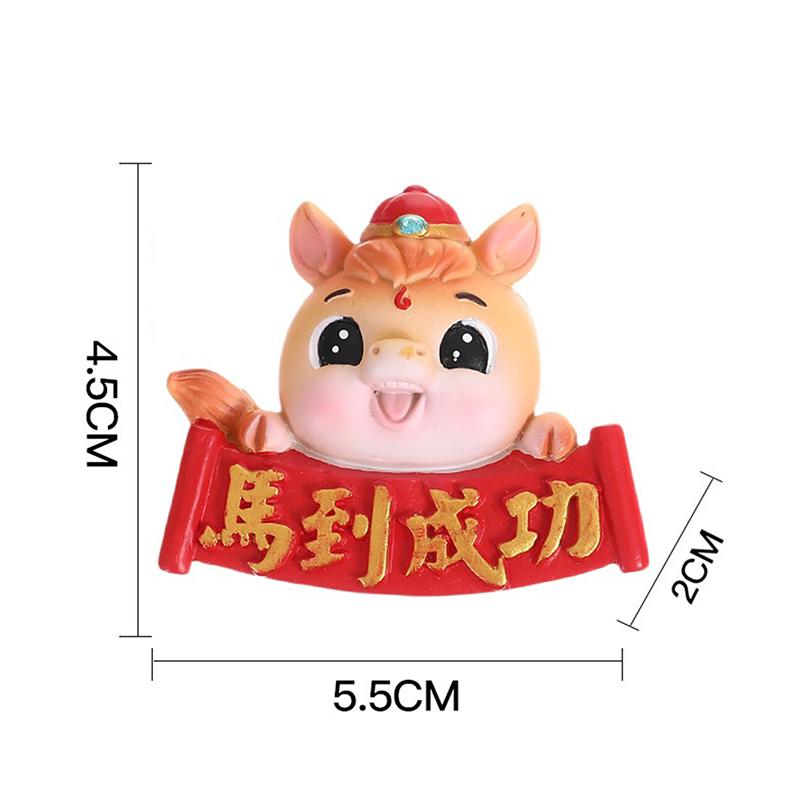 Year Of The Horse Cartoon Resin Decoration For Desk Car Dashboard TV PC Monitor Cute Animal 3D Pony Doll Figurine Car Ornament