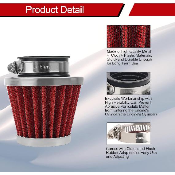 2PCS 42Mm Universal Air Filter For GY6 125CC 150CC 200CC 250CC Dirt Bike ATV Quad Scooter Go Kart Compatible With Kawasaki Suzuki Yamaha PZ24 PZ30