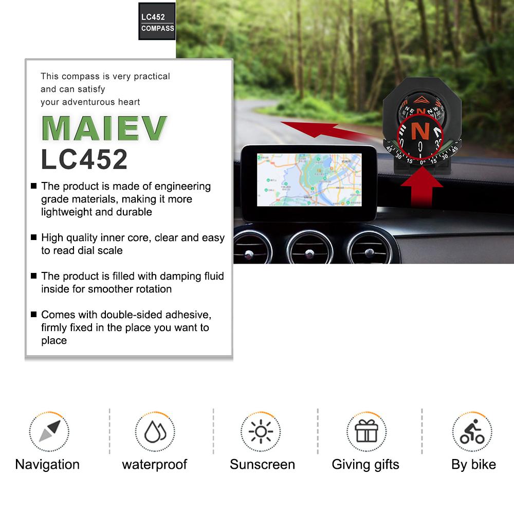 Compass for Vehicle Boat Car Dashboard Compass With Slope Meter 2-In-1 Car Mount Compass Ball Foldable High Precision Navigation