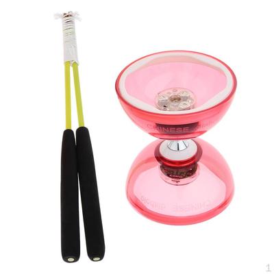 Professional 3 Bearing Diabolo with Ropes, LED Rubber Ball Toy, Eye And Hand Coordination Toys -