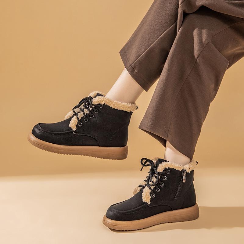 Flat-bottomed Snow Boots Women's New Winter Padded Booties with Warm Cotton Shoes