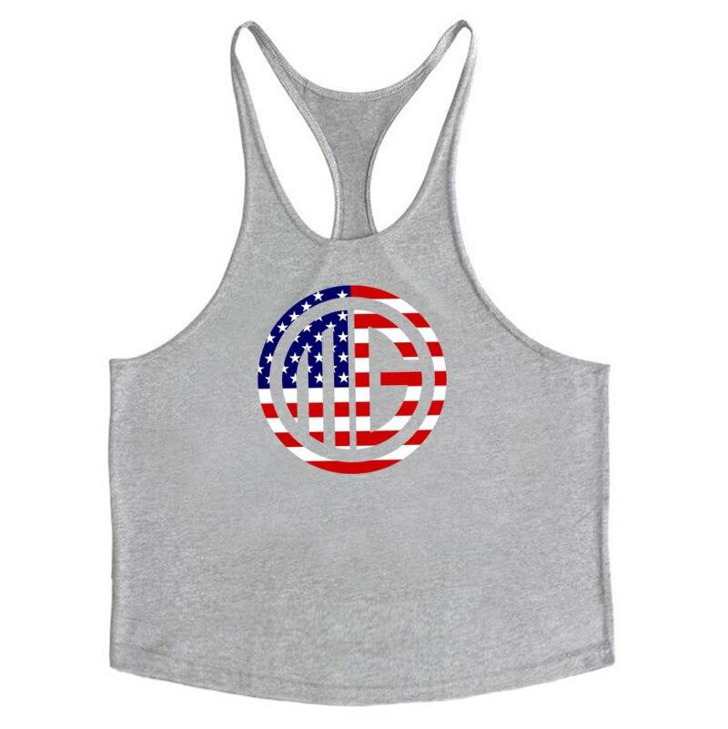 Beach and Surfing Vest Round Neck Sports Training Fitness Tank Top Men's Cotton Muscle Bodybuilding Stringer Singlet Comfortable