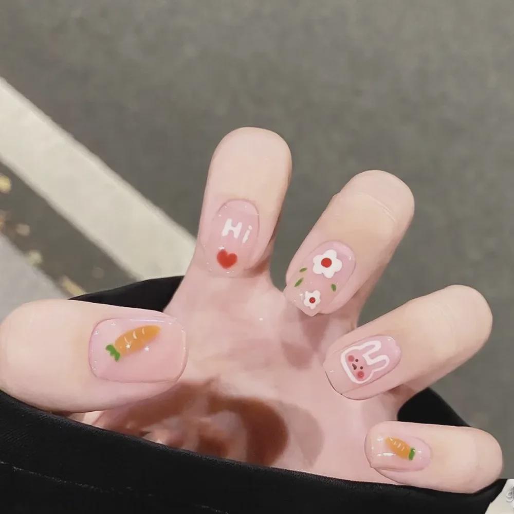 3D Embossed Japanese Nail Art Stickers: Graffiti Letters & Cute Cartoon Designs