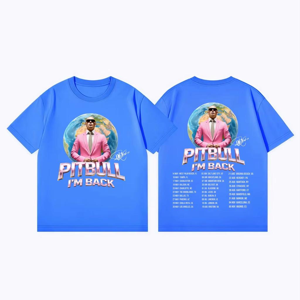 Letnia Moda Modny T-shirt Pitbull Mr.worldwide Jestem Z Powrotem Trasa 2026 Koszulki Graficzne Moda Hip Hop Koszulki z Krótkim Rękawem