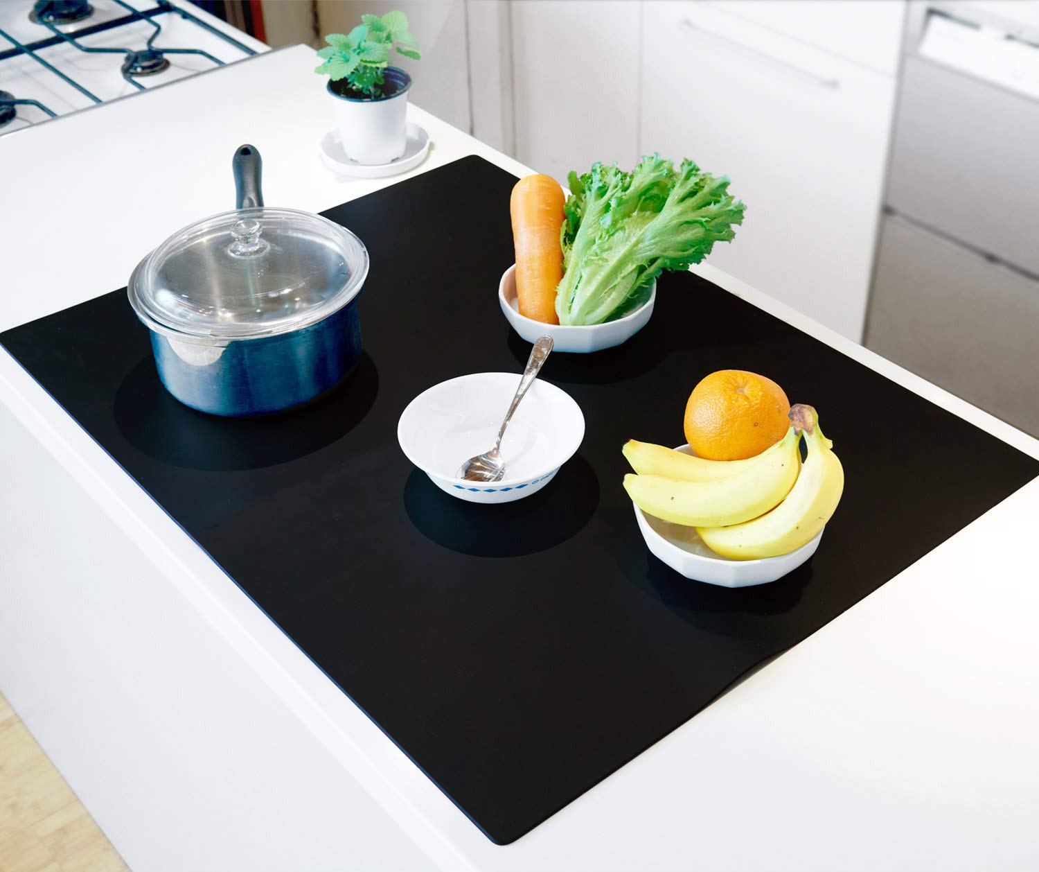 

Силиконовый коврик 80 x 60 Толщина Большой Защита столешницы кухни Защитный Термостойкий Звукопоглощающий [Utiel] см, 1,5 мм, Размер, Коврик, Лист, чёрный