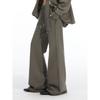 Thelight Low Waist Sexy Raw Edge Casual Cement Gray
