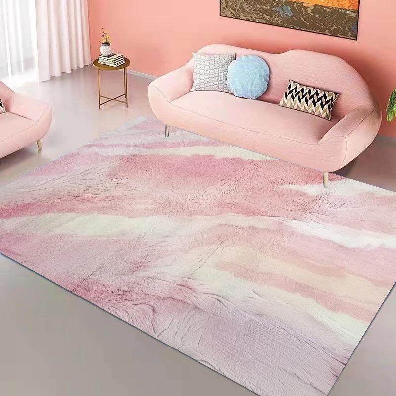 Ins Pink Rainbow Living Room Carpet Modern Cute Girl's Room Decor Rug Soft Bedroom Carpet Painting Decoration Mat for Children
