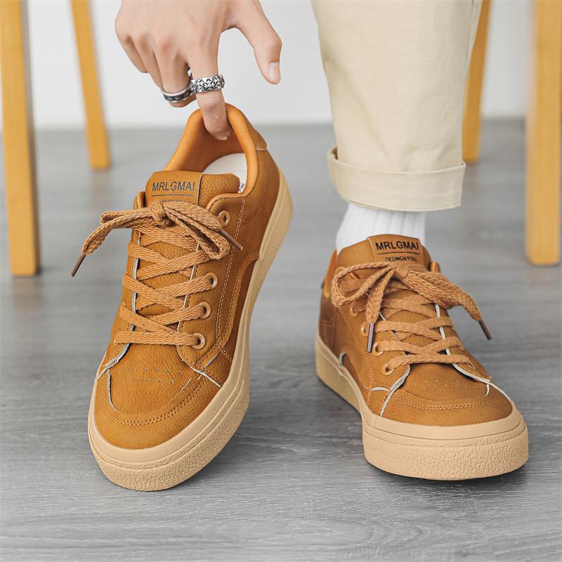 Fashion Brown Low Cut Sporty Casual Shoes For Men Autumn Fashionable Korean Style Youthful Single Shoes Suitable For Students