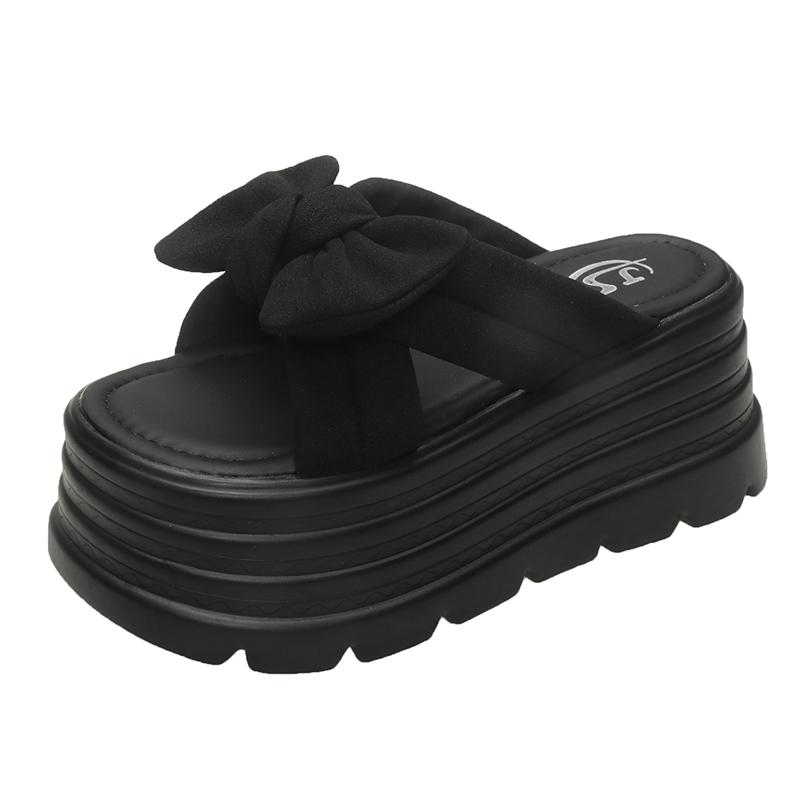 Fashion 8CM High Platform Sandals Women Summer Breathable High Heels Ladies Sneakers Wedges Chunky Butterfly-knot Slippers Sandals Mujer